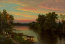 Картина "sunset with cows" художника "кенсетт джон фредерик"