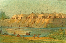 Копия картины "a village of the hidatsa tribe at knife river" художника "кетлин джордж"