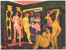 Картина "bathing women in a room" художника "кирхнер эрнст людвиг"