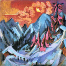 Репродукция картины "winter landscape in moonlight" художника "кирхнер эрнст людвиг"