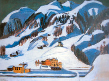Копия картины "mountains and houses in the snow" художника "кирхнер эрнст людвиг"