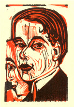 Репродукция картины "man&#39;s head. self-portrait" художника "кирхнер эрнст людвиг"