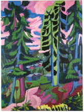 Репродукция картины "wildboden mountains forest" художника "кирхнер эрнст людвиг"