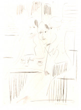 Репродукция картины "three women in a cafe" художника "кирхнер эрнст людвиг"