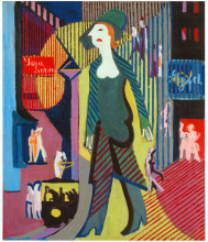 Картина "woman is walking over a nighty street" художника "кирхнер эрнст людвиг"