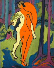 Репродукция картины "nude in orange and yellow" художника "кирхнер эрнст людвиг"