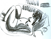 Репродукция картины "reclining nude in a bathtub with pulled on legs" художника "кирхнер эрнст людвиг"