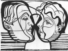 Репродукция картины "two heads looking at each other" художника "кирхнер эрнст людвиг"