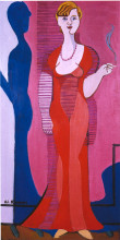 Картина "blond woman in a red dress, portrait of elisabeth hembus" художника "кирхнер эрнст людвиг"