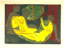 Копия картины "three nudes in the forest" художника "кирхнер эрнст людвиг"