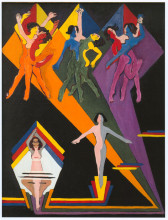 Репродукция картины "dancing girls in colourful rays" художника "кирхнер эрнст людвиг"