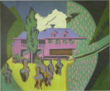 Картина "violett house infront of a snowy mountain" художника "кирхнер эрнст людвиг"