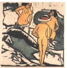 Картина "bathing women between white rocks" художника "кирхнер эрнст людвиг"