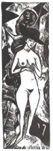 Репродукция картины "female nude with black hat" художника "кирхнер эрнст людвиг"