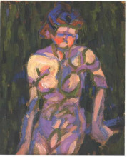 Репродукция картины "female nude with shadow of a twig" художника "кирхнер эрнст людвиг"