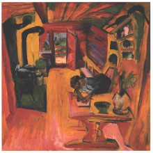 Репродукция картины "kitchen in an alpine hut" художника "кирхнер эрнст людвиг"
