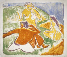 Репродукция картины "three bathers on the beach" художника "кирхнер эрнст людвиг"