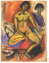 Репродукция картины "seated female nude" художника "кирхнер эрнст людвиг"