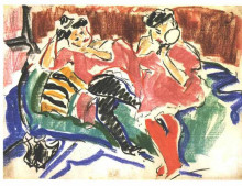 Копия картины "two women at a couch" художника "кирхнер эрнст людвиг"
