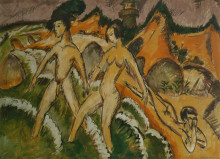 Копия картины "female nudes striding into the sea" художника "кирхнер эрнст людвиг"