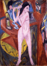 Картина "nude woman combing her hair" художника "кирхнер эрнст людвиг"