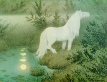 Репродукция картины "noekken som hvit hest" художника "киттельсен теодор"