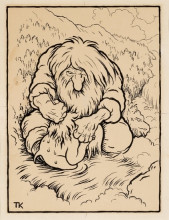 Репродукция картины "troll som vasker ungen sin" художника "киттельсен теодор"