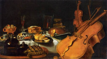 Картина "still life with musical instruments" художника "клас питер"