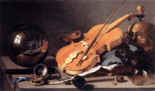 Копия картины "still life with violin and glass ball" художника "клас питер"