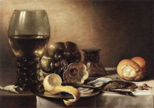 Картина "still life with oysters" художника "клас питер"