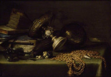 Копия картины "still life with a gold chain" художника "клас питер"