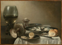 Копия картины "still life with wine goblet and oysters" художника "клас питер"