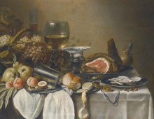 Картина "still life with ham" художника "клас питер"