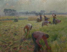 Копия картины "flax harvesting" художника "клаус эмиль"