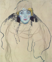 Репродукция картины "portrait of a lady (unfinished)" художника "климт густав"