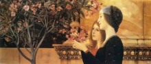 Репродукция картины "two girls with an oleander" художника "климт густав"