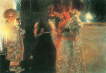 Репродукция картины "schubert at the piano ii" художника "климт густав"