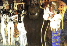 Репродукция картины "the beethoven frieze: the hostile powers. left part, detail" художника "климт густав"