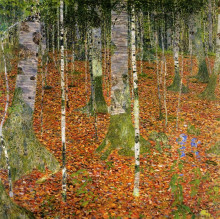 Репродукция картины "farmhouse with birch trees" художника "климт густав"