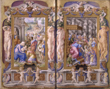 Копия картины "adoration of the magi and solomon adored by the queen of sheba" художника "кловио джулио"