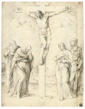 Картина "the crucifixion of christ with saints" художника "кловио джулио"