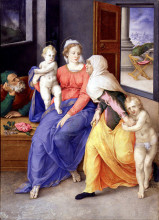 Копия картины "holy family with santa isabel and san juanito" художника "кловио джулио"