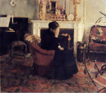 Картина "listening to schumann" художника "кнопф фернан"