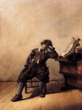 Репродукция картины "young scholar in his study. melancholy" художника "кодде питер"