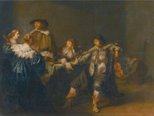 Копия картины "an elegant company making music in an interior" художника "кодде питер"