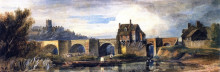 Репродукция картины "the old bridge at bridgnorth, shropshire" художника "кокс дэвид"