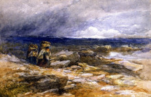Репродукция картины "peat gatherers" художника "кокс дэвид"