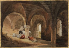 Репродукция картины "crypt of kirkstall abbey (after j.m.w. turner)" художника "кокс дэвид"