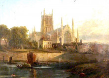 Копия картины "worcester cathedral, river severn" художника "кокс дэвид"