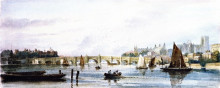 Картина "a view of westminster bridge, looking west towards lambeth palace and westminster abbey" художника "кокс дэвид"